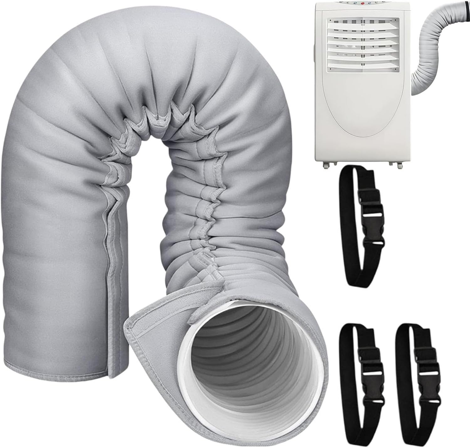  150 CM Manchon Isolant Tuyau Thermique Pour Climatisation Mobile | Gaine Isolante Tuyau D'évacuation Climatisation Mobile, Gaine Isolante Pour Conduit Climatisation, 3 Sangles, Pour 12,7/15CM