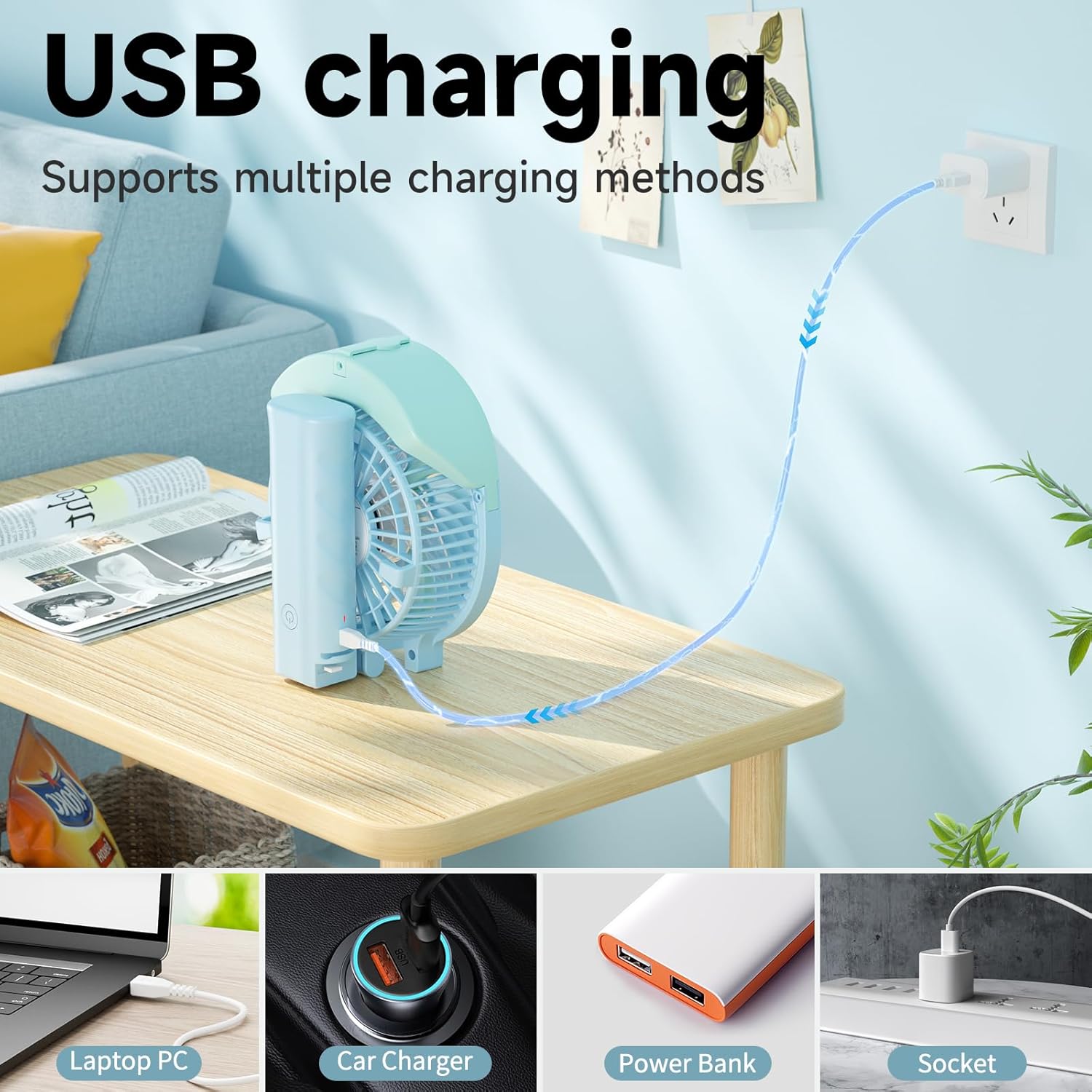  HandFan Ventilateur Brumisateur,Main Ventilateur D’Atomisation, Réservoir D'eau De 55 Ml,Ventilateur De Poche,mini Portatif Ventilateur Pliable USB Rechargeable Refroidisseur Voyage/Camping