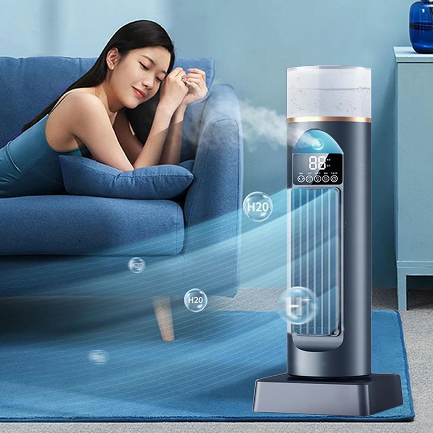 GENERIC Ventilateur AC Portable, Climatiseur Personnel | 6 Vitesses Silencieuses Oscillantes Sans Pales Avec Télécommande Pour Chambre à Coucher, Salon, Bureau, Camping-car