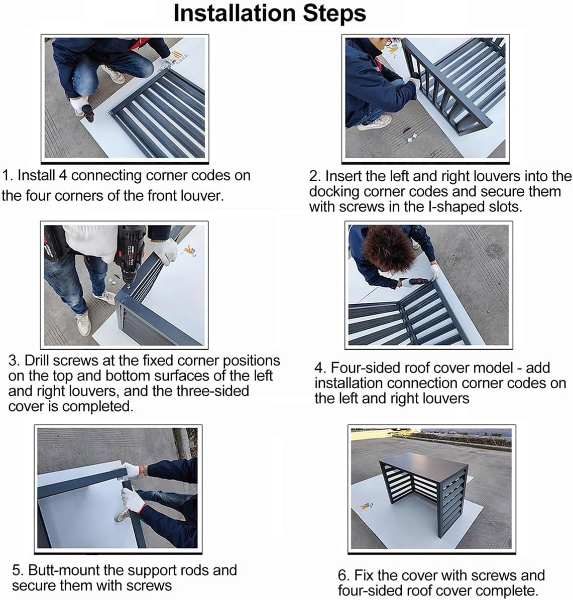  Lot De 2 Clôtures En Aluminium Pour Climatiseur, Protection Extérieure à Persiennes, Brise-Vue Décoratif, Résistant Aux Intempéries Et Antivol (Blanc, 110 X 60 X 80 Cm)