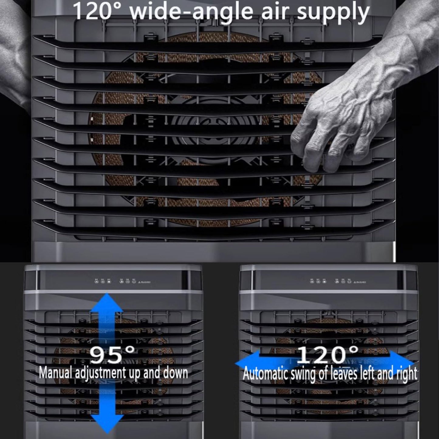 GENERIC Refroidisseur D'évaporation Portable Avec Oscillation, Minuterie 12H, Arrêt Automatique, Grand Réservoir D'eau Pour Le Refroidissement Efficace De Camping à Domicile