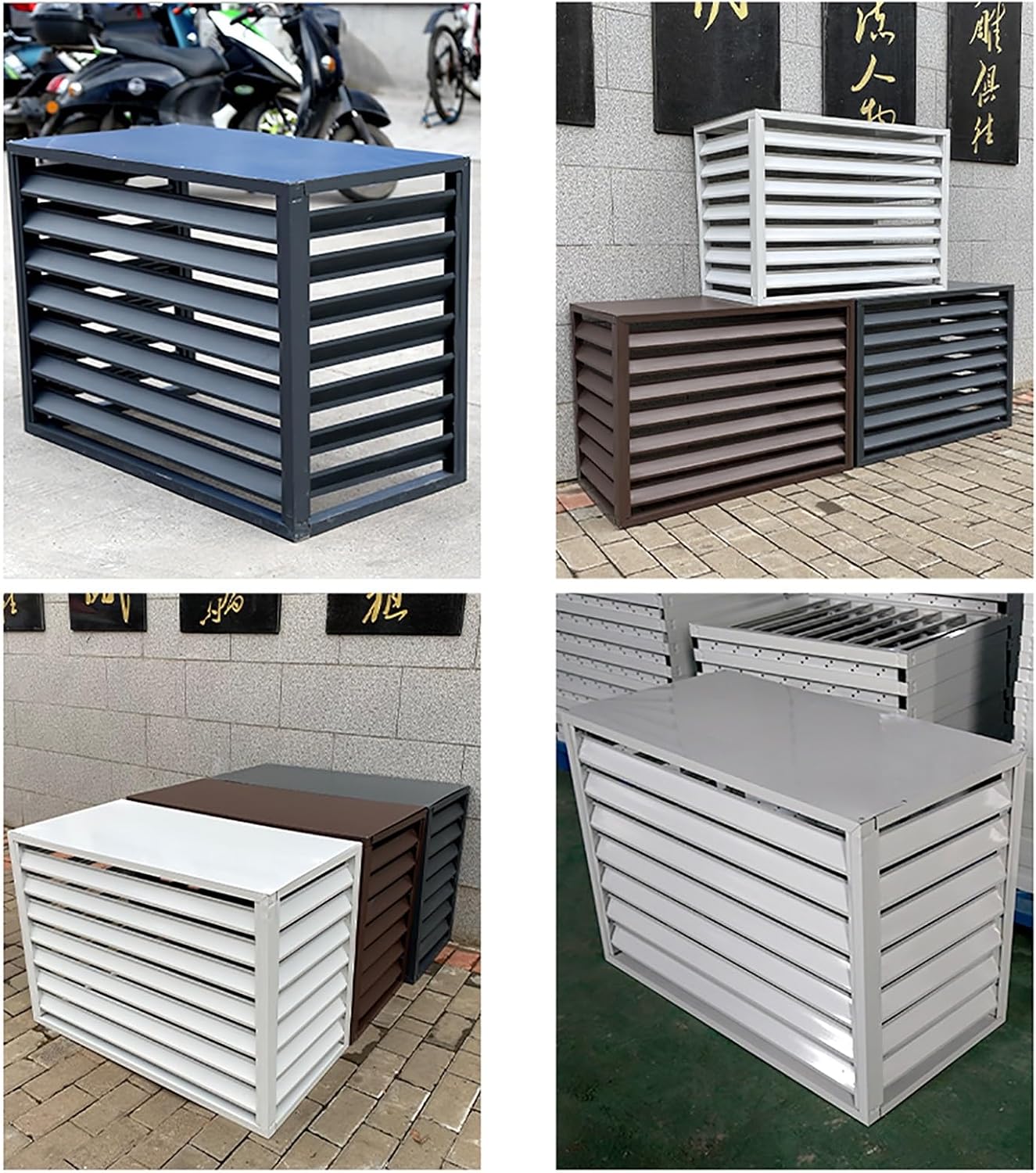  Housse De Protection En Aluminium Pour Climatiseur Extérieur - Pour Pompes à Chaleur 1,5P/2 ~ 3P/5P - Résistante Aux Intempéries - Protection En Feuille Pour Unités Extérieures (blanc, 110 X 60 X 80