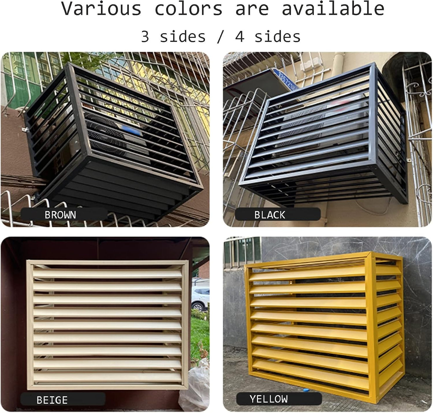 GENERIC Écran De Clôture Pour Climatiseur Extérieur – Support De Plante En Alliage D'aluminium Et Volets Anti-corrosion Pour Unité Extérieure, Couleur Noire, Convient Pour 2 à 3 Unités