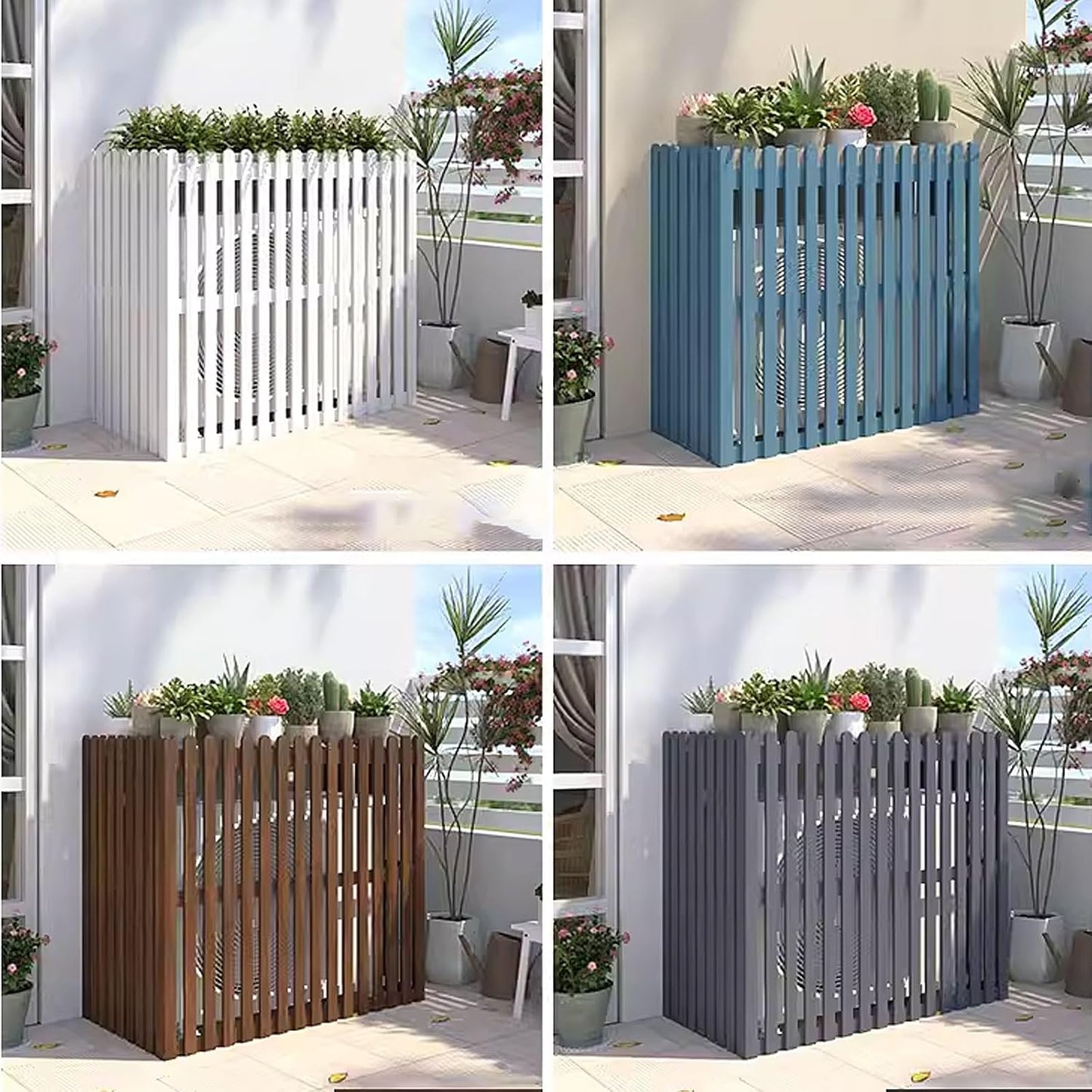  Housse De Protection Pour Climatiseur Extérieur - Boîtier En Bois Pour Pompe à Chaleur, Protection Contre Les Intempéries Pour Pompes à Chaleur Et Climatiseurs - Marron 1