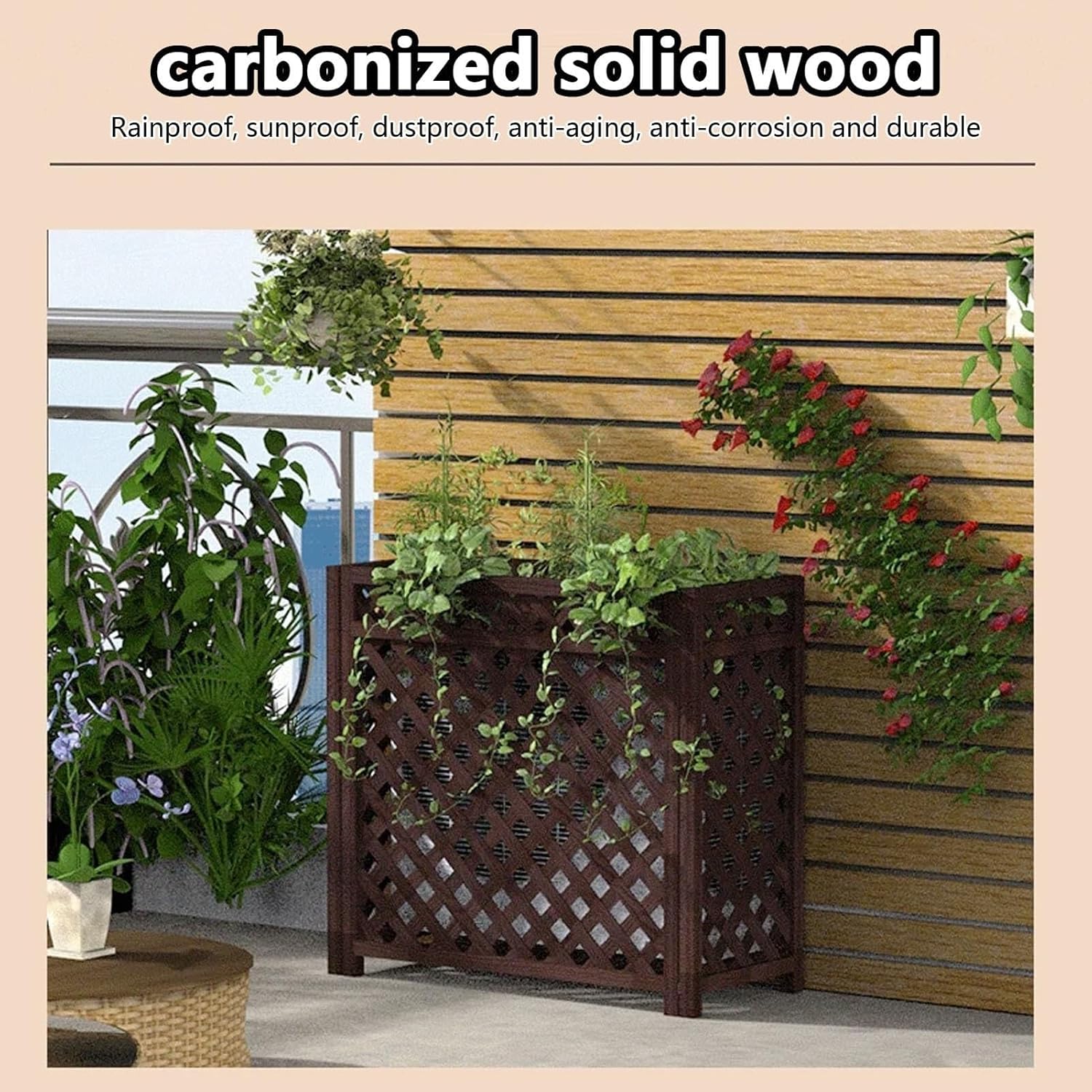 GENERIC Housse De Protection Pour Climatisation Extérieure - Brise-vue Pour Clôture - Support De Fleurs Caché - Séparateur D'espace - Filet De Protection Contre La Chaleur Pour Climatiseur De Fenêtre Et