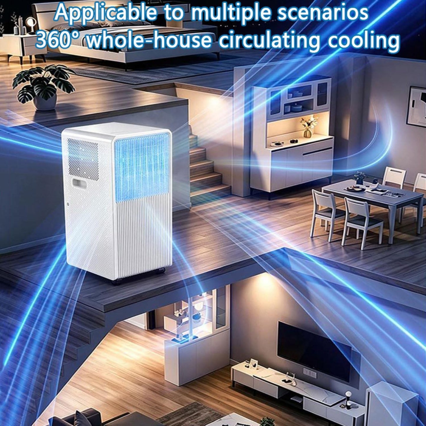  Le Climatiseur Portable Refroidit Jusqu'à 300 Sq.Ft Quiet Smart AC Units Avec Cool Déhumidify Ventilateur Sleep Mode Télécommande 24H Minuterie Portable Refroidissement AC Unité Pour Chambre Bureau Ap