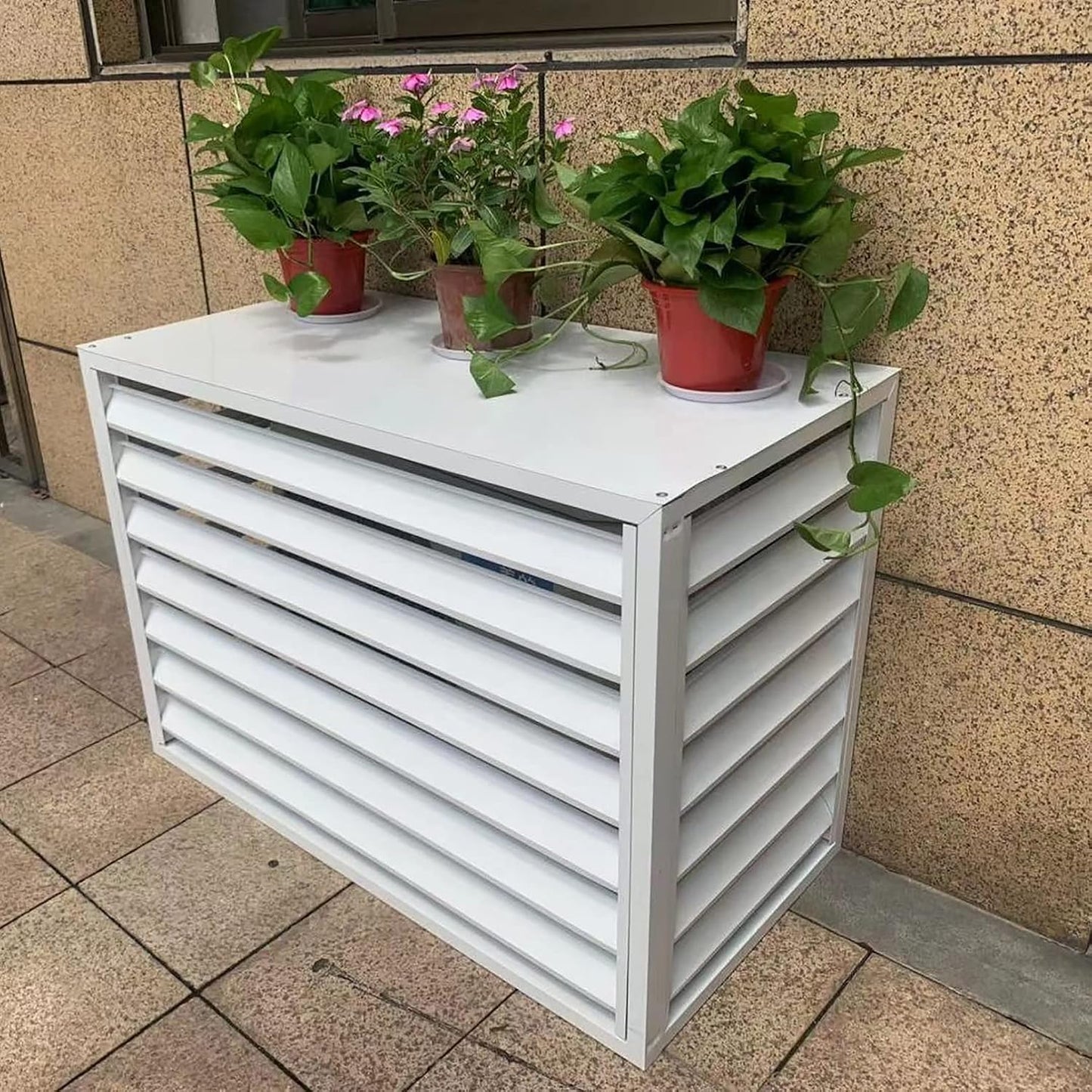  Couvercle De Climatiseur Extérieur En Aluminium Et Boîtier De Pompe à Chaleur, écran De Clôture De Protection Pour Condensateurs, Couvercle Autonome Pour Ordures Et Climatisation, Design Résistant Aux