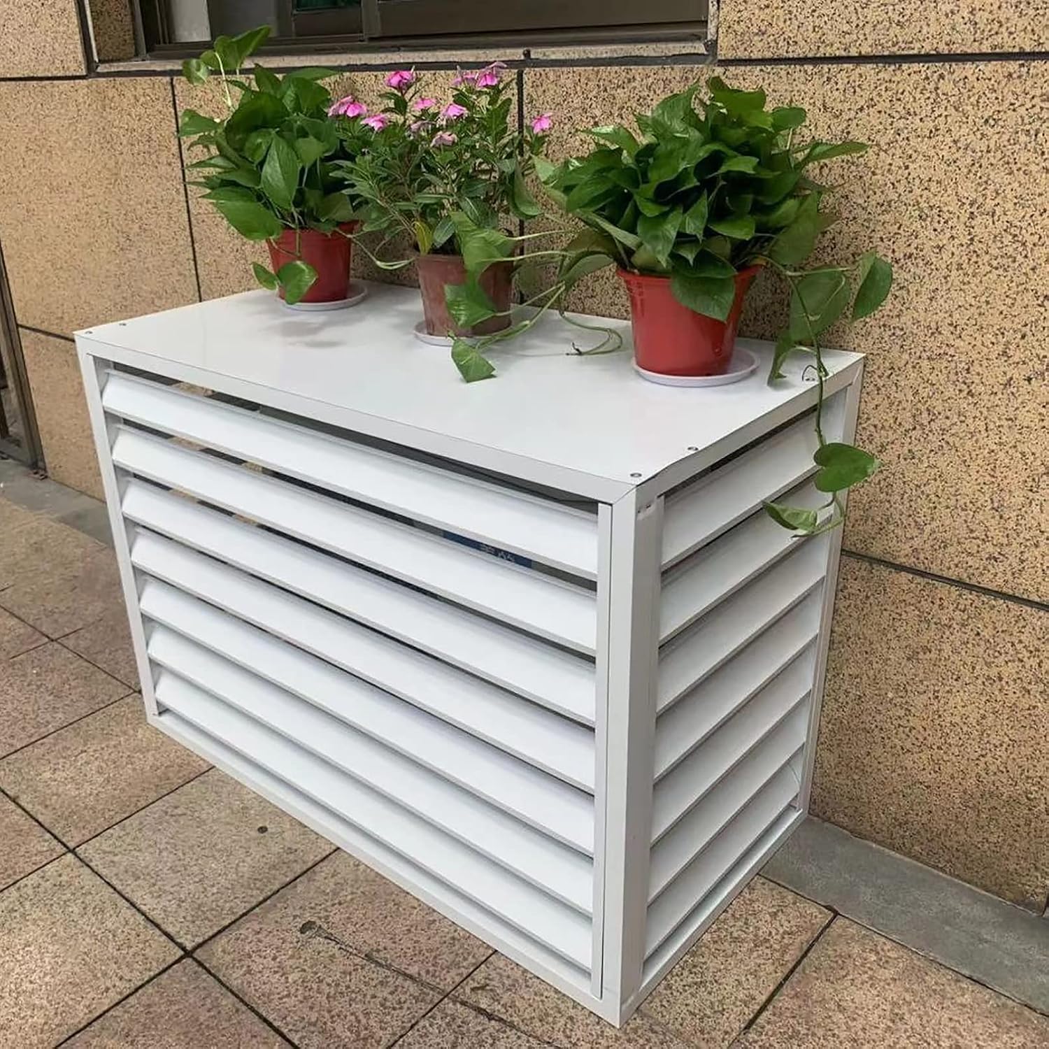  Couvercle De Climatiseur Extérieur En Aluminium Et Boîtier De Pompe à Chaleur, écran De Clôture De Protection Pour Condensateurs, Couvercle Autonome Pour Ordures Et Climatisation, Design Résistant Aux