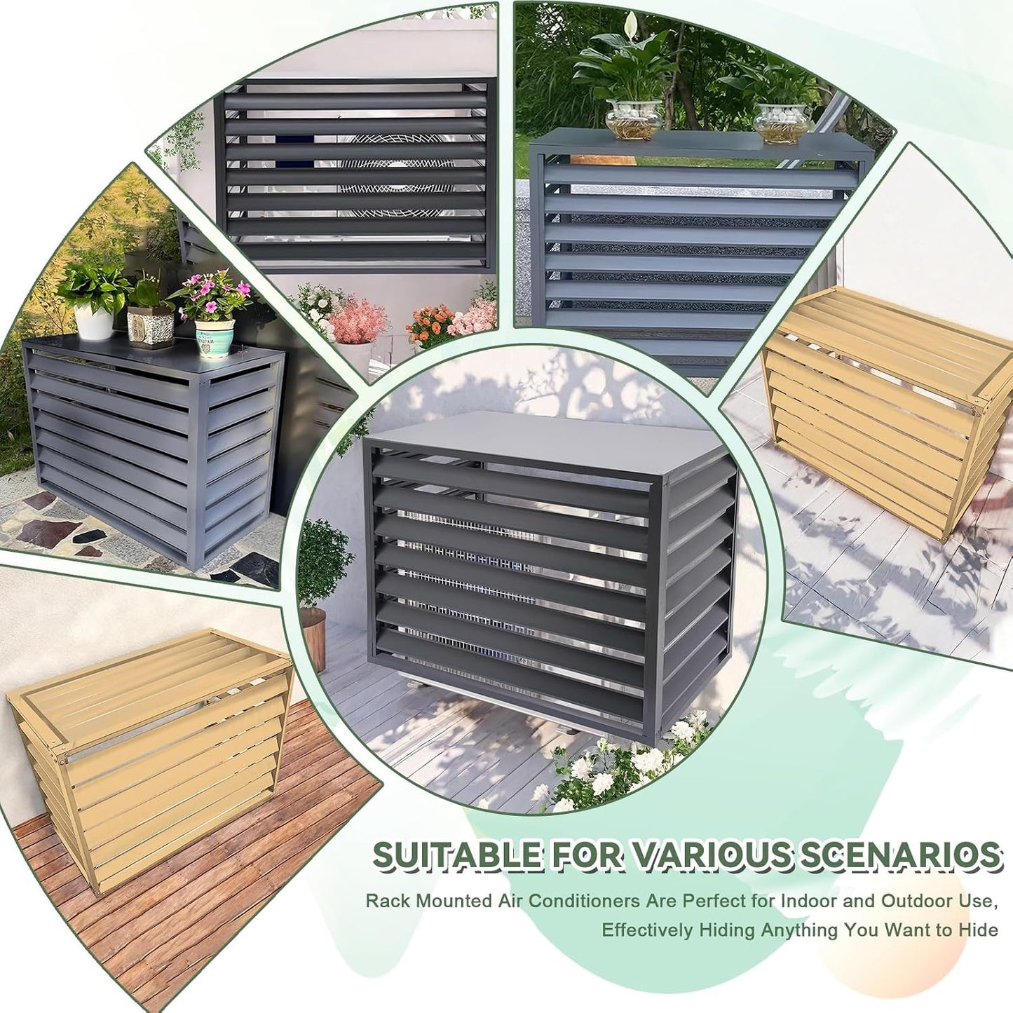 GENERIC Housse De Protection En Aluminium Pour Climatiseur - Résistant Aux Intempéries - Clôture Extérieure Et Condensateur De Protection - Assemblage Facile Pour Toutes Les Saisons