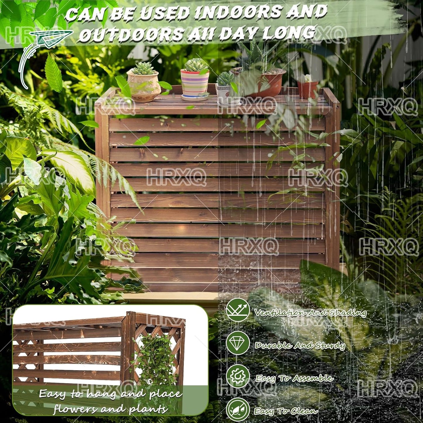  Cache Climatiseur Exterieur Bois Massif Cache Clim Exterieur Planche En Bois Épaissi Climatiseur Unité Extérieure Support De Fleurs Pour Cacher Le Climatiseur (Size : S)