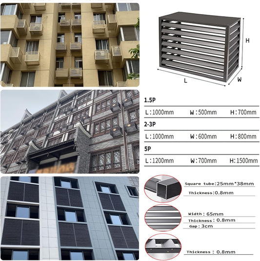 GENERIC Housse De Climatiseur D'extérieur Toutes Saisons Et Clôture Décorative – Protection En Aluminium Pour Unités Centrales AC – Boîtier De Poubelle Autonome