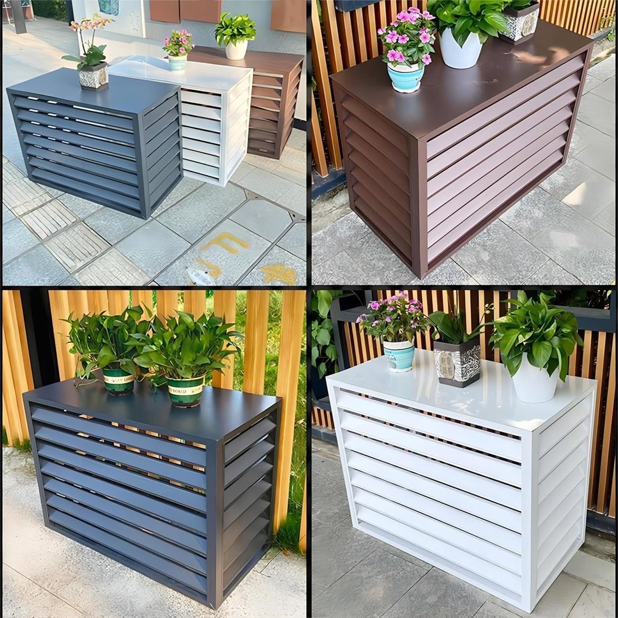  Lot De 2 Clôtures En Aluminium Pour Climatiseur, Protection Extérieure à Persiennes, Brise-Vue Décoratif, Résistant Aux Intempéries Et Antivol (Blanc, 110 X 60 X 80 Cm)