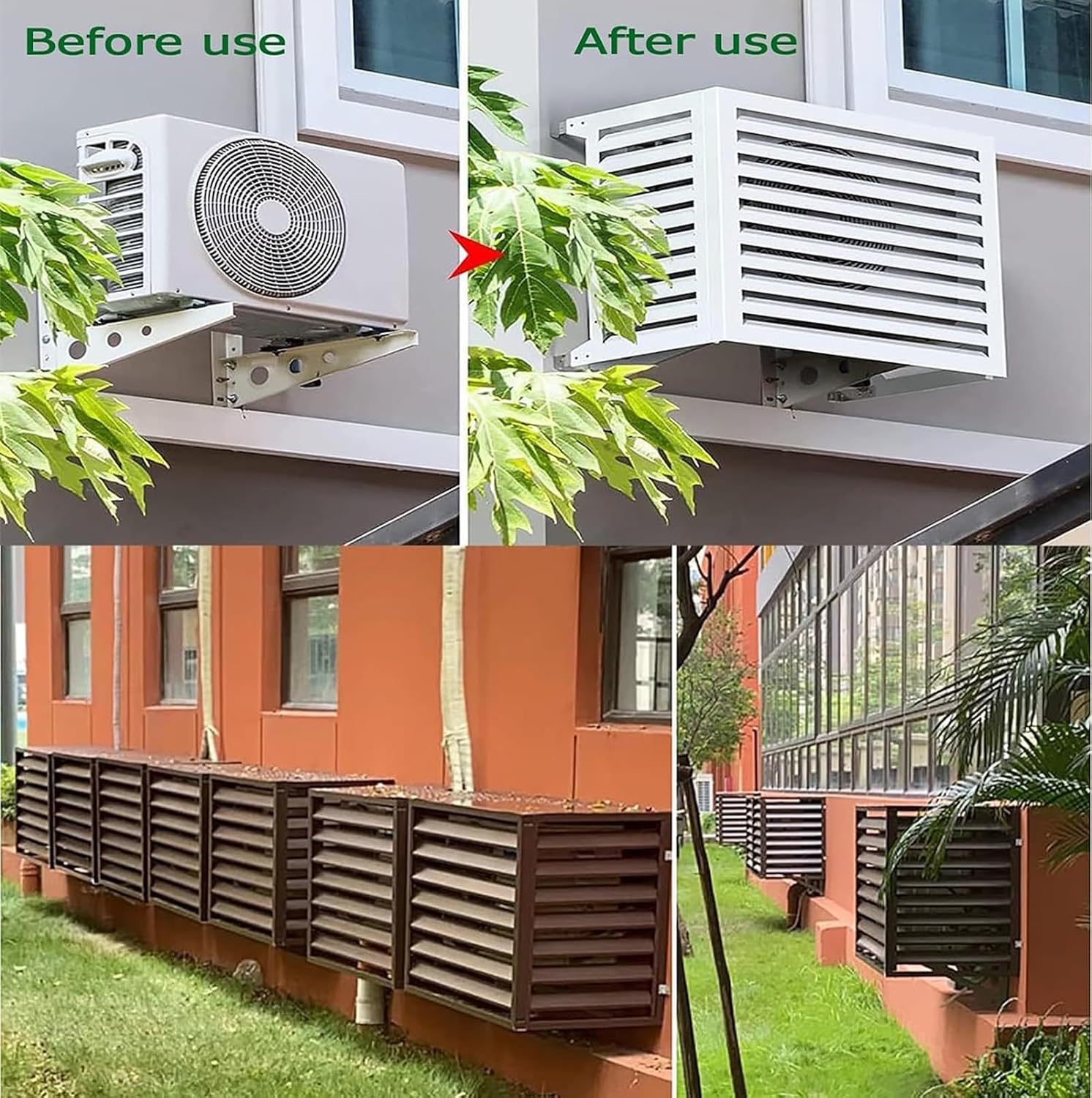  1.5P Climatiseur Mural Aluminium Composite Caisson Anti Bruit Pompe A Chaleur Support Climatiseur Exterieur Cache Clim,Étanche À La Poussière Et À L'eau Pour Intérieur Extérieur Support