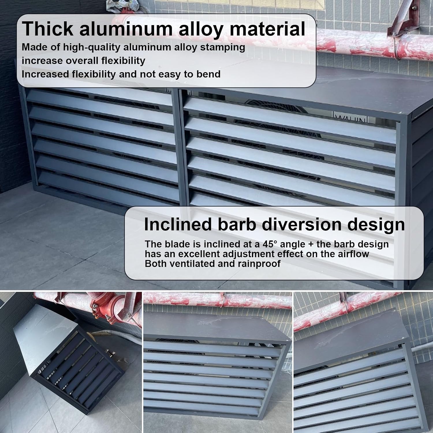 GENERIC Couvercle De Climatiseur En Aluminium Pour Unité Extérieure, Mini Climatiseur Divisé, Protection Contre Les Intempéries CVC, Couvercle De Radiateur Pour Unités De Climatisation