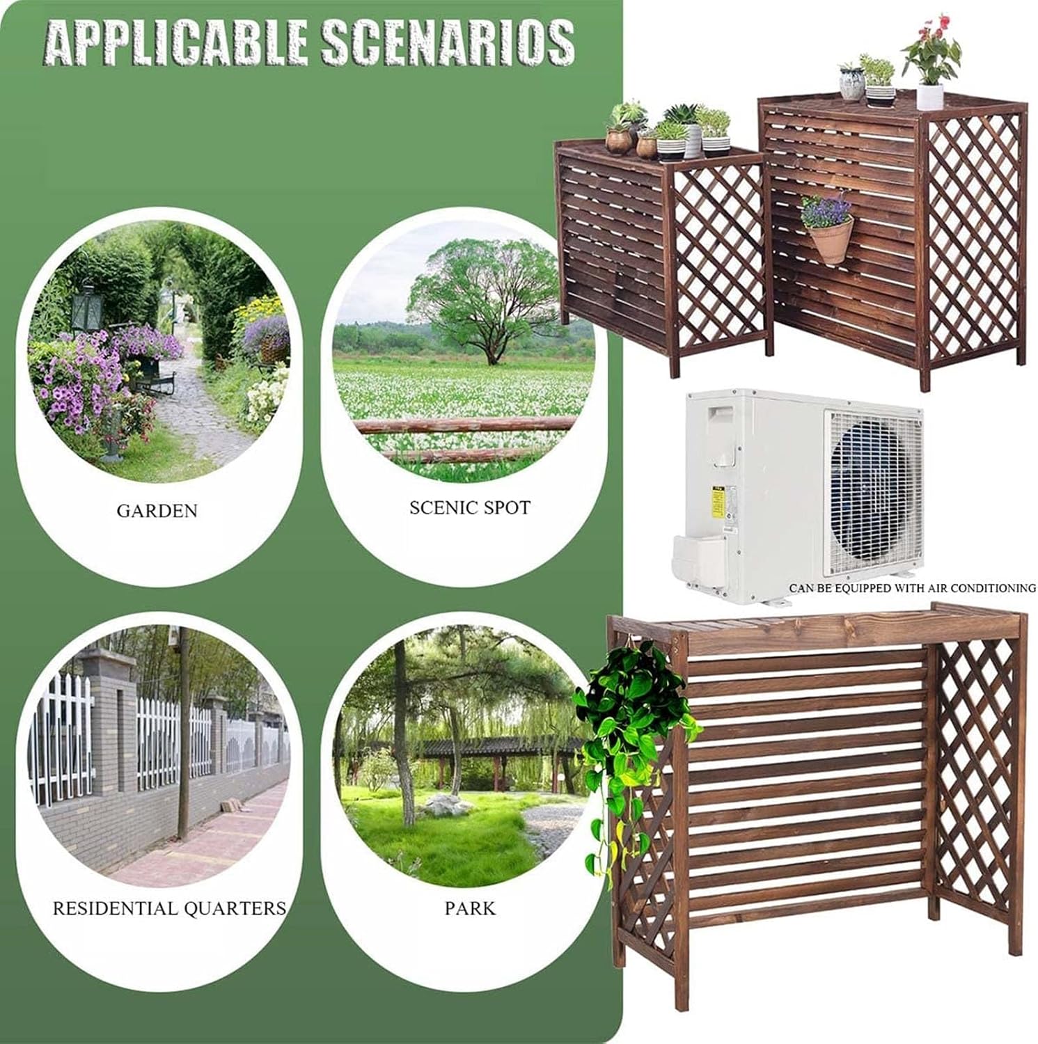 GENERIC Housse De Protection Pour Climatisation Extérieure - Brise-vue Pour Clôture - Support De Fleurs Caché - Séparateur D'espace - Filet De Protection Contre La Chaleur Pour Climatiseur De Fenêtre Et