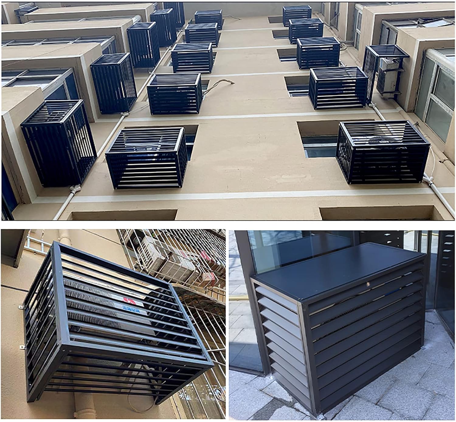  Housse En Aluminium Résistant Aux Intempéries Pour Climatiseur – Grille Pour Climatisation Extérieure Et Pompes à Chaleur, Bouclier Pour Rangement De Jardin Et Boîtiers, Ion Toutes Saisons