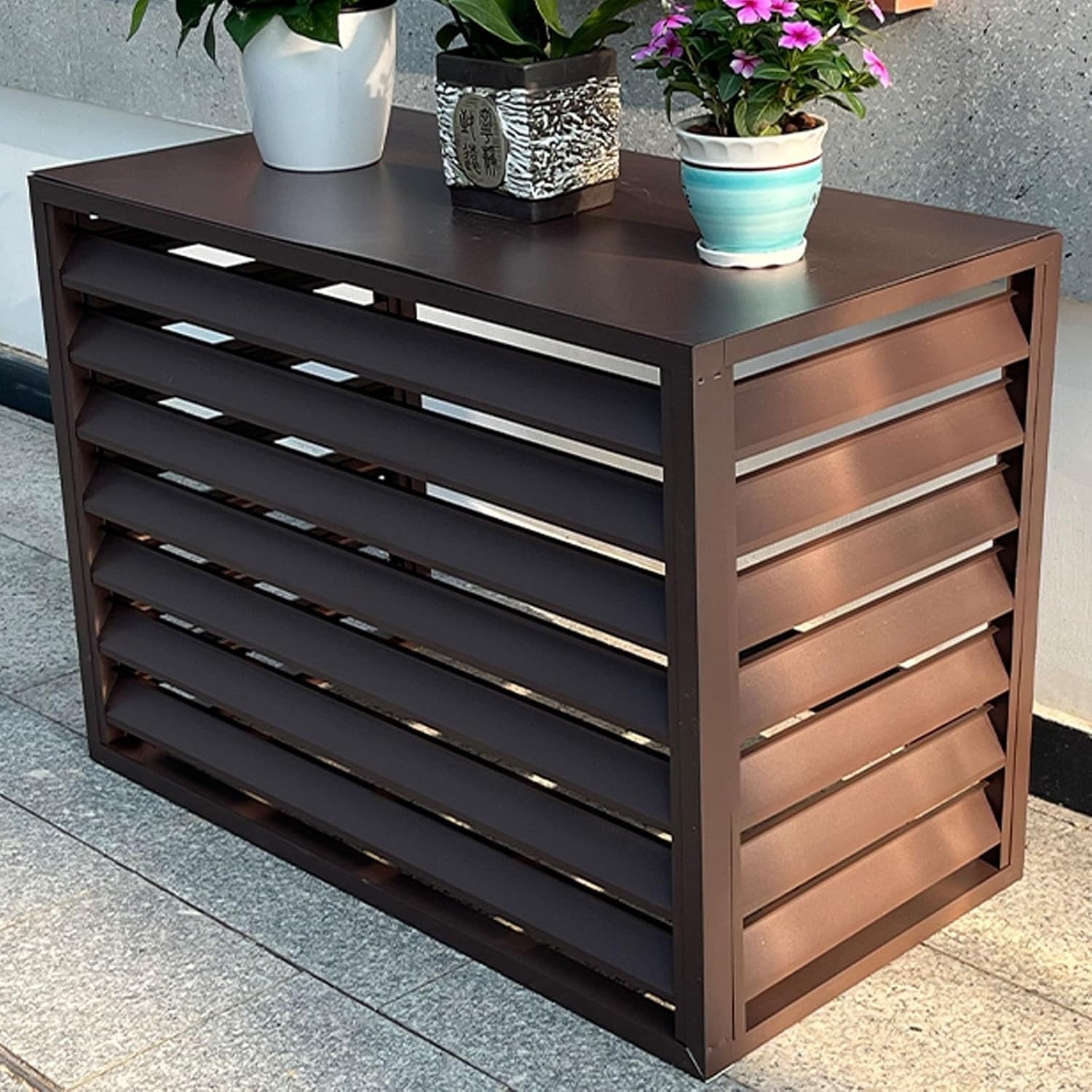 GENERIC Housse De Protection En Aluminium Marron Pour Climatiseur Et Pompe à Chaleur – Protection Pour Unité Extérieure – Protection Contre Les Intempéries – Utilisation En Intérieur/extérieur – Élégant Et