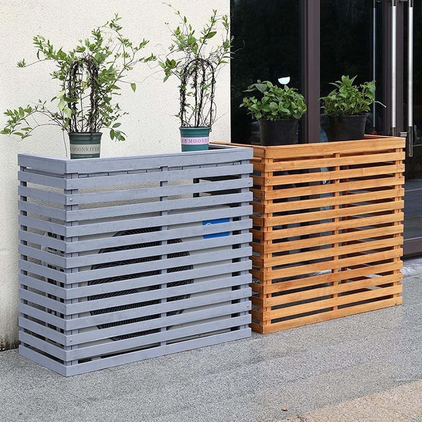 GENERIC Volets Hauts Résistants Aux Intempéries Pour Climatiseur Central Cachent L'unité Extérieure Avec Style Avec Clôture En Bois Massif De Qualité Supérieure