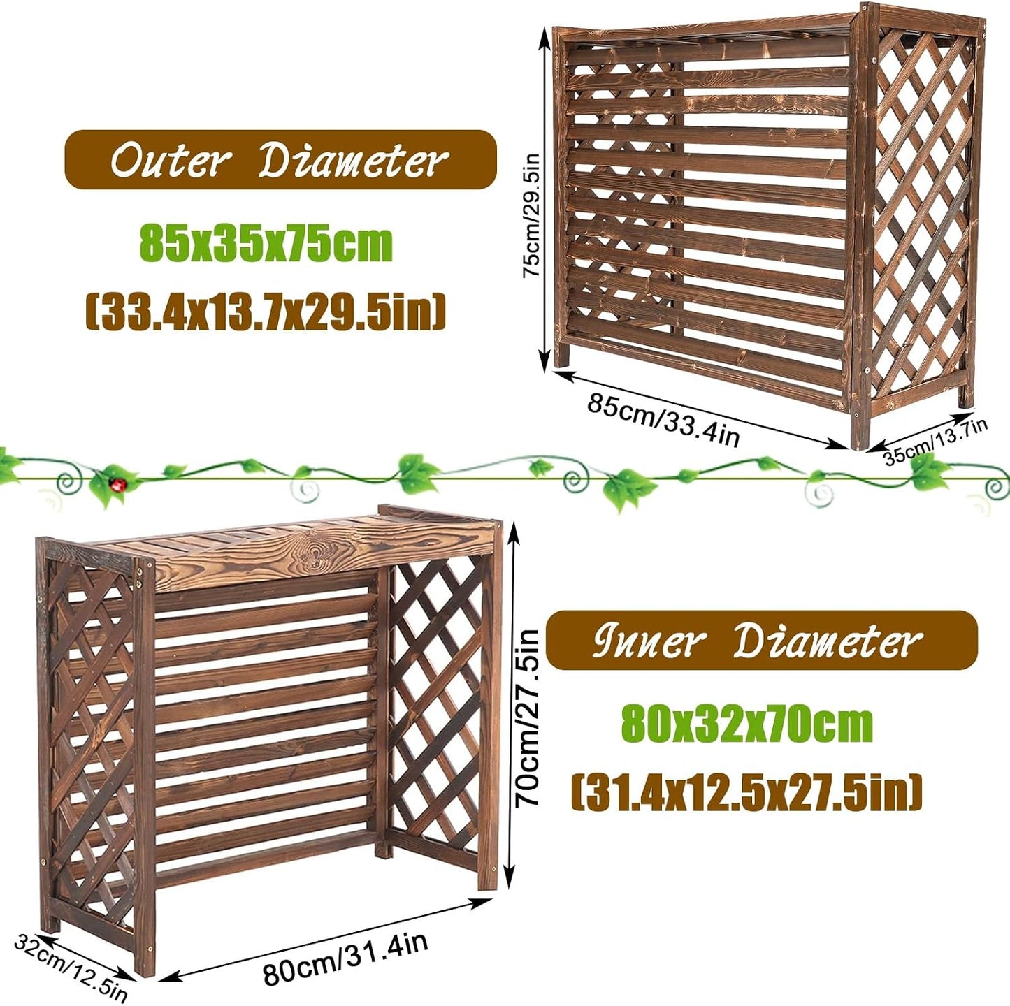  Cache Climatiseur Exterieur Bois Massif Cache Clim Exterieur Planche En Bois Épaissi Climatiseur Unité Extérieure Support De Fleurs Pour Cacher Le Climatiseur (Size : S)