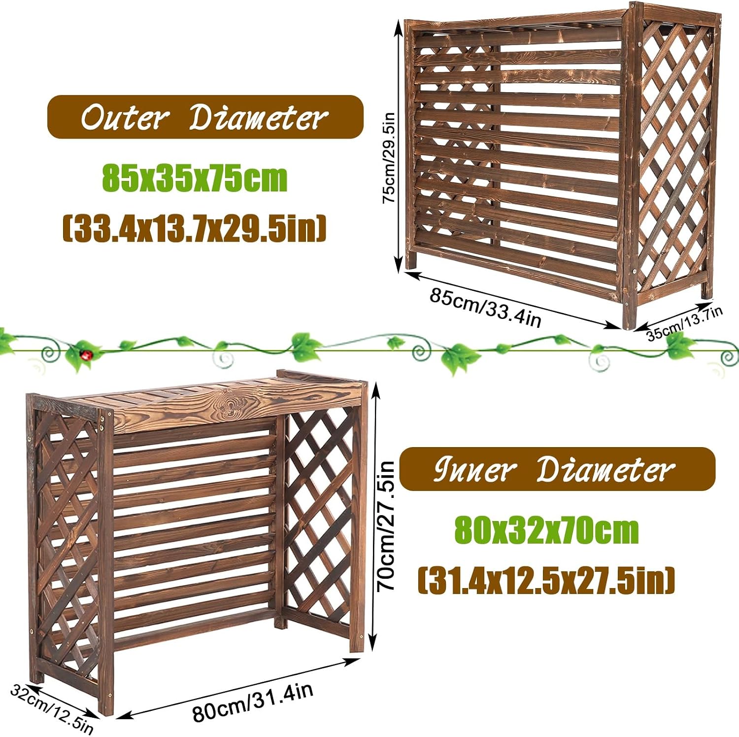  Cache Climatiseur Exterieur Bois Massif Cache Clim Exterieur Planche En Bois Épaissi Climatiseur Unité Extérieure Support De Fleurs Pour Cacher Le Climatiseur (Size : S)