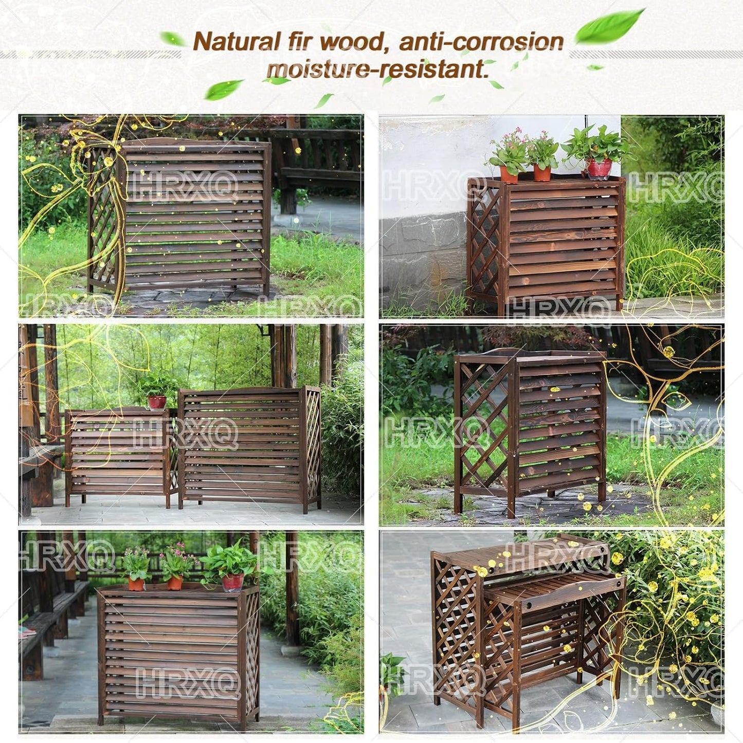  Cache Climatiseur Exterieur Bois Massif Cache Clim Exterieur Planche En Bois Épaissi Climatiseur Unité Extérieure Support De Fleurs Pour Cacher Le Climatiseur (Size : S)