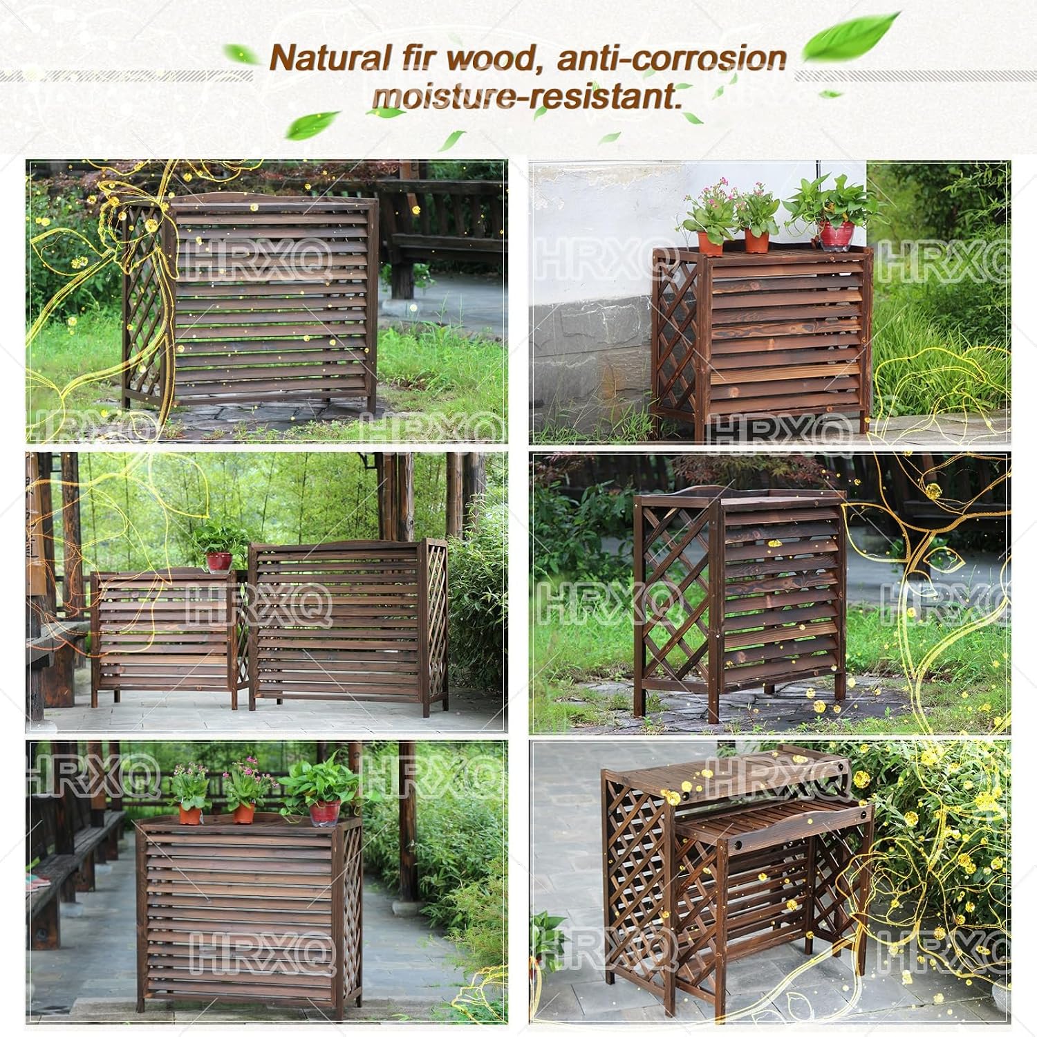  Cache Climatiseur Exterieur Bois Massif Cache Clim Exterieur Planche En Bois Épaissi Climatiseur Unité Extérieure Support De Fleurs Pour Cacher Le Climatiseur (Size : S)