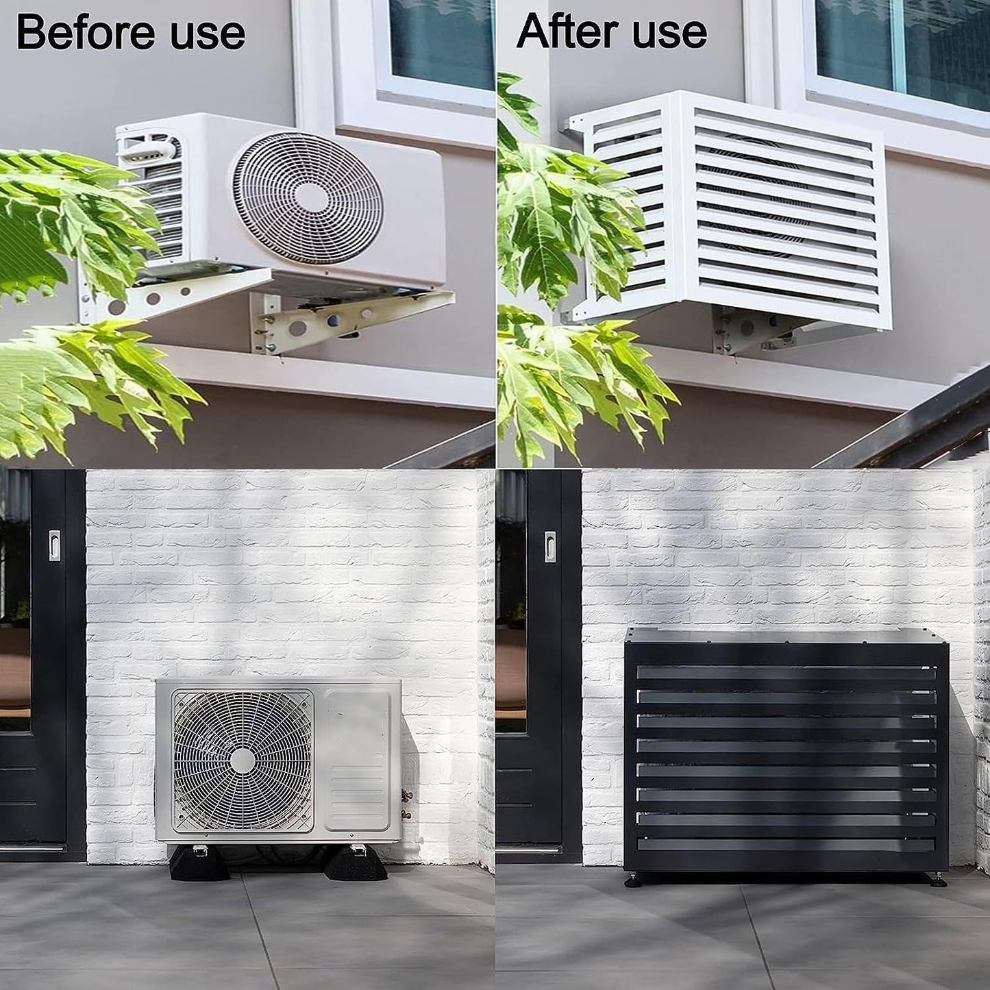 GENERIC Housse De Protection Pour Climatiseur Extérieur, En Aluminium, 110 X 60 X 80 Cm Avec Garde-corps Incliné, Résistante Aux Intempéries Et Blanche, Compatible Avec La Plupart Des Climatiseurs Standard
