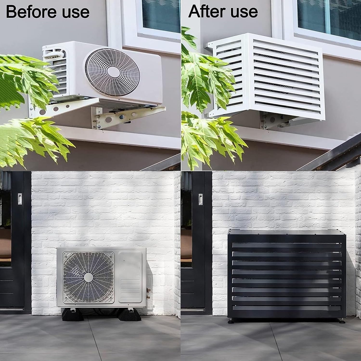 GENERIC Housse De Protection Pour Climatiseur Extérieur, En Aluminium, 110 X 60 X 80 Cm Avec Garde-corps Incliné, Résistante Aux Intempéries Et Blanche, Compatible Avec La Plupart Des Climatiseurs Standard