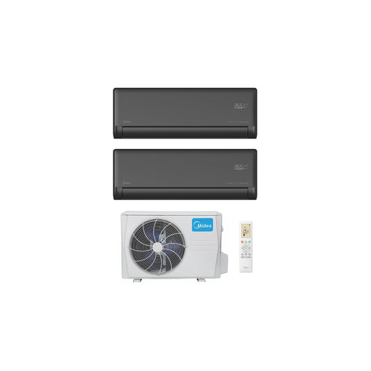  Ensemble Climatiseur Reversible Bi-split 7 Kw + 2,6kw Mural Connecté Solstice Noir - Midea