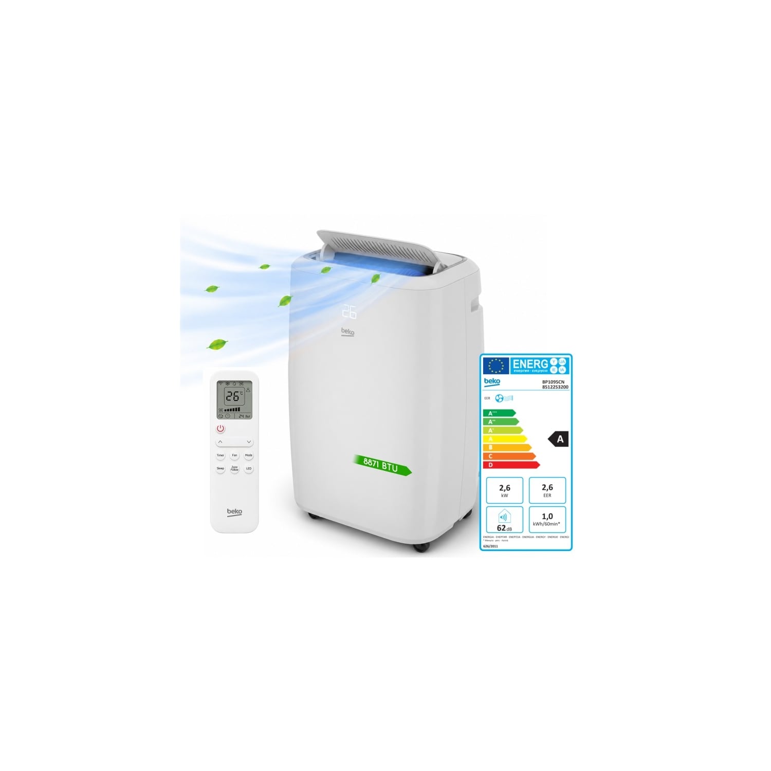 Beko Climatiseur Mobile Connecté - 9000 Btu - Wi-fi & Commandes Vocales